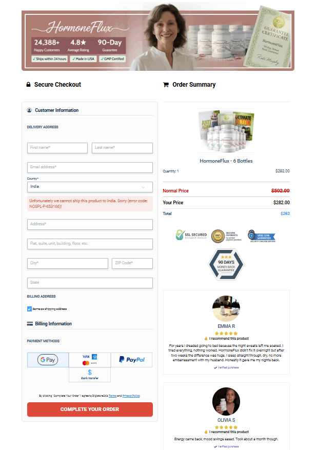 hormoneflux order page